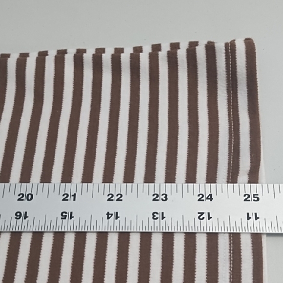 Blair Chocolate & White Striped Tee Shirt 3/4 Laced Sleeve Details - Picture 6 of 11